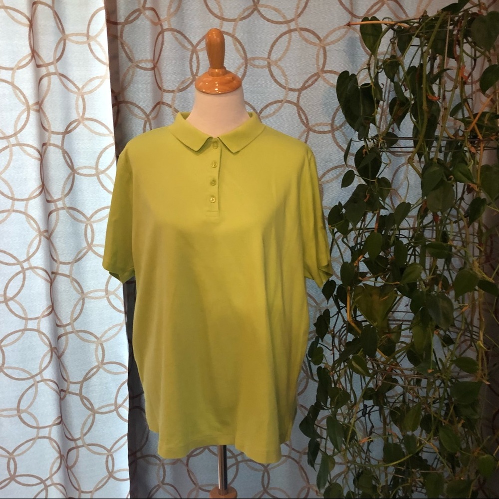 Lands’ End Lime Green Polo Shirt Size 2X (20W-22W) - Picture 2 of 5